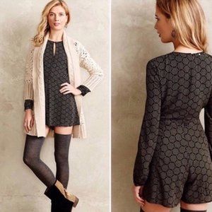 ANTHROPOLOGIE Short Romper (NWOT) Black & White